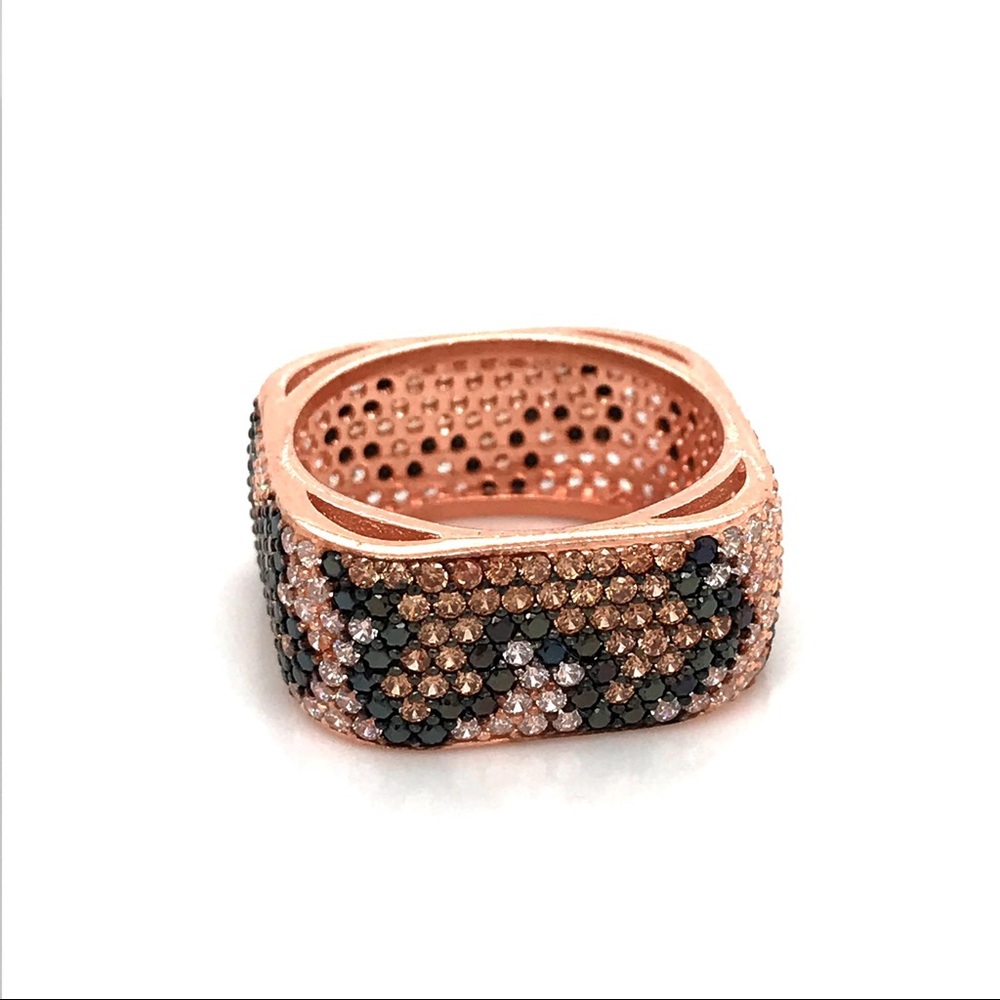 Black and White Silver Swarovski Ring 925.